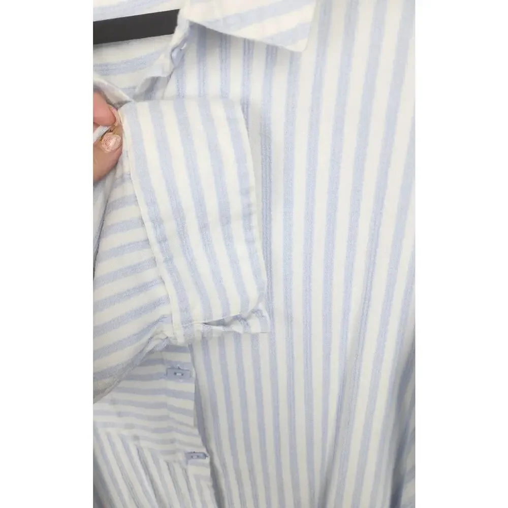 Soft surroundings Shirt Women 1X Striped Asymmetrical Hem button-up handkerchief